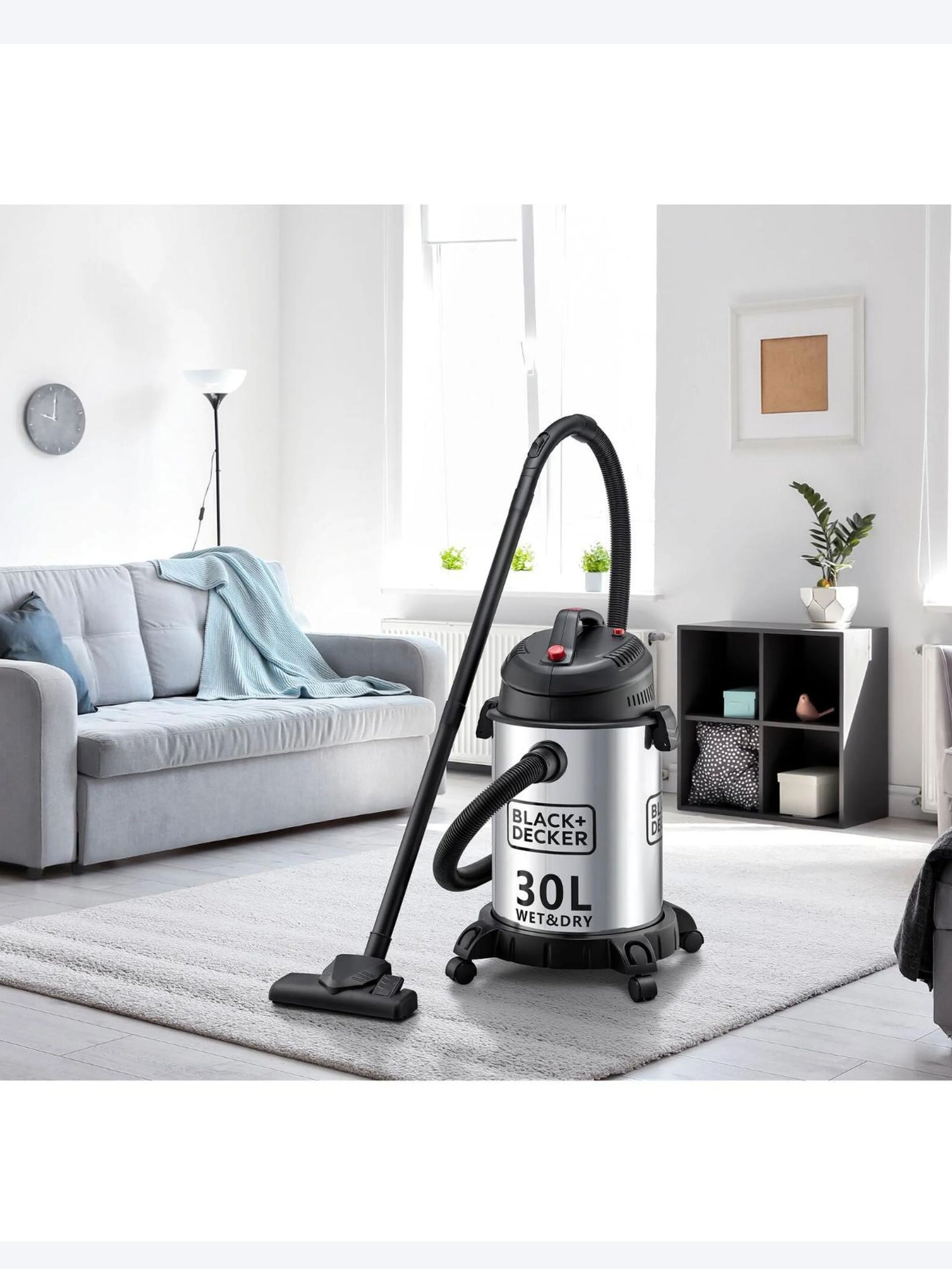 Black+Decker Wet & Dry Drum Vacuum Cleaner, 1610W, WV1610 30L
