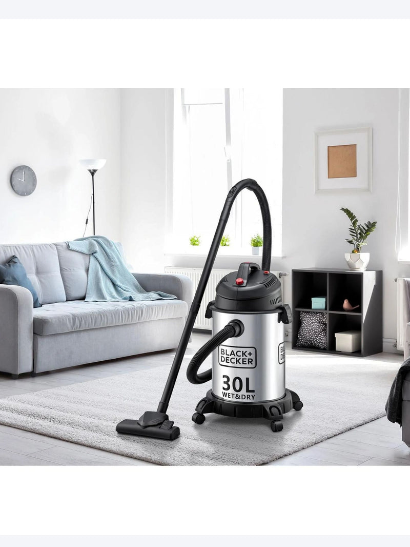 Black+Decker Wet & Dry Drum Vacuum Cleaner, 1610W, WV1610 30L-2