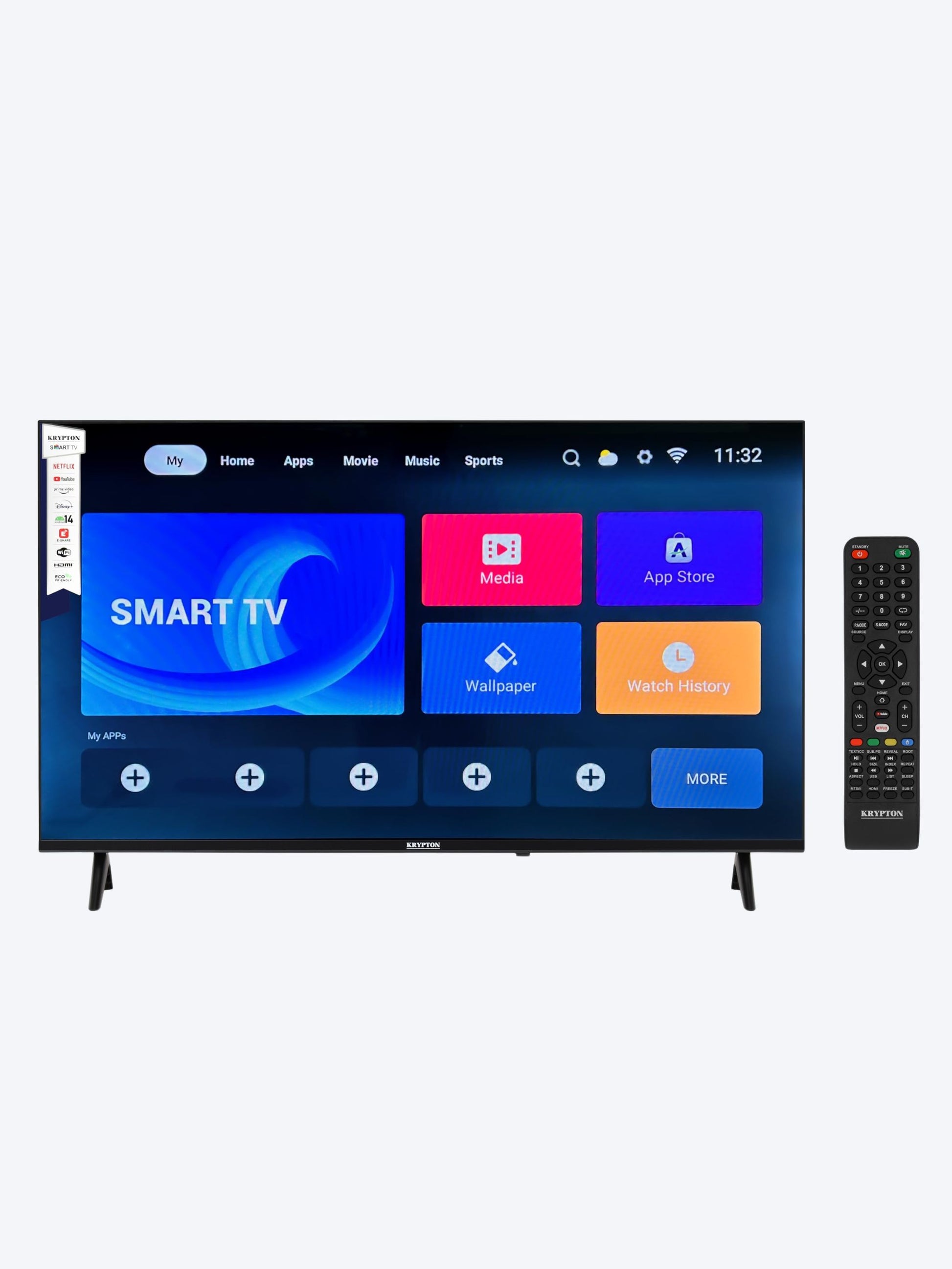 Krypton KLED3227SHD 32 Inch Smart HD LED TV Android 14 Wi‑Fi HDMI USB Headphone Jack-1