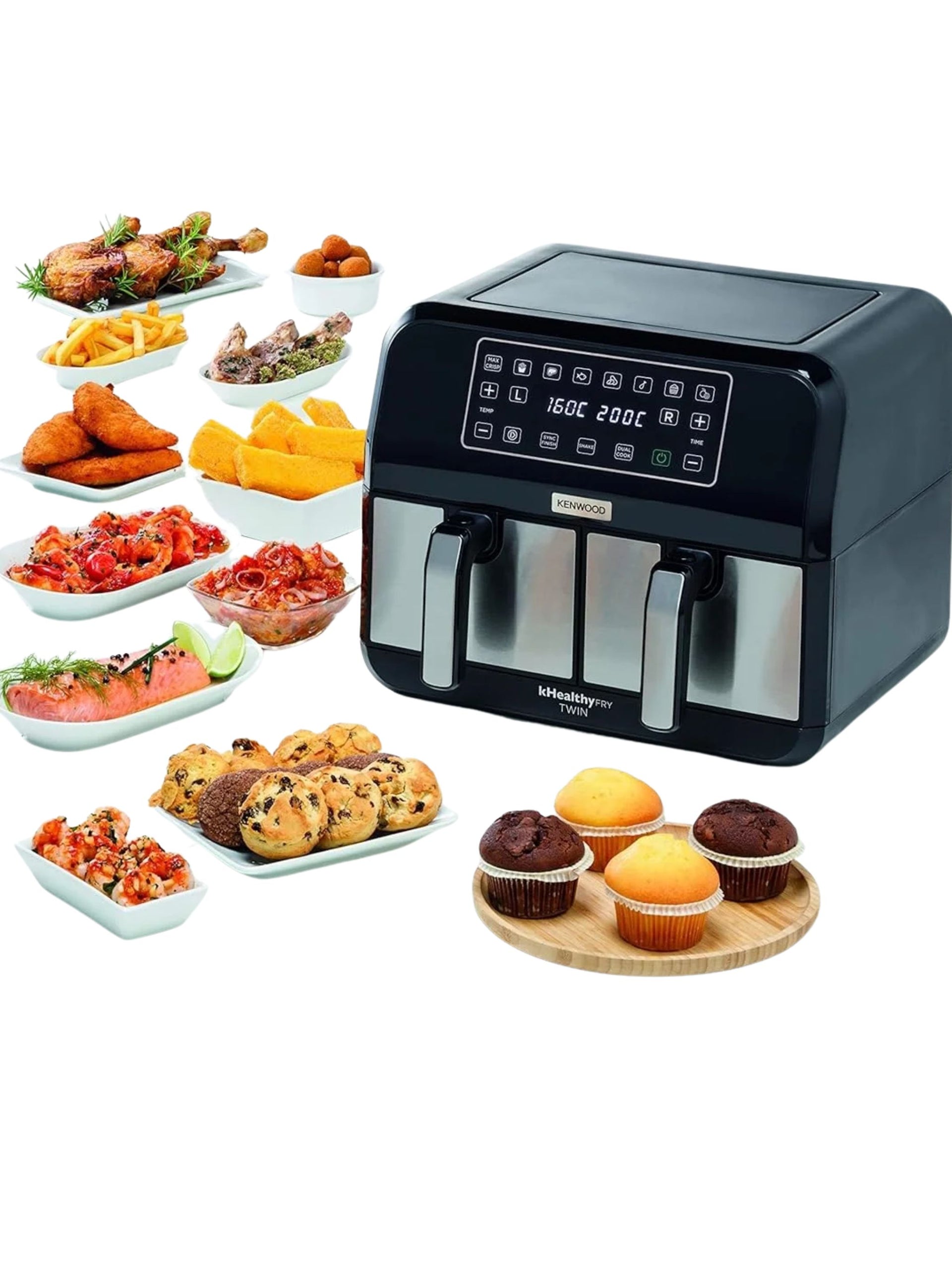 KENWOOD Digital Twin Air Fryer 1.7KG+1.7KG XXXL Capacity DualZone Technology HFP70
